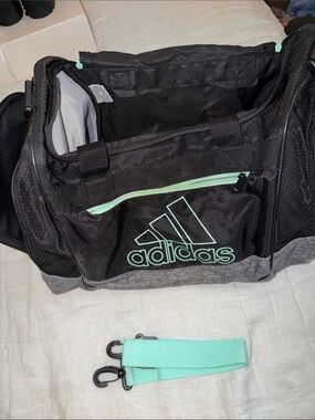 adidas Black Duffel Bag with Mint Accents